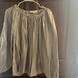 LOFT Women's Pinstripe Blouse - Black and White